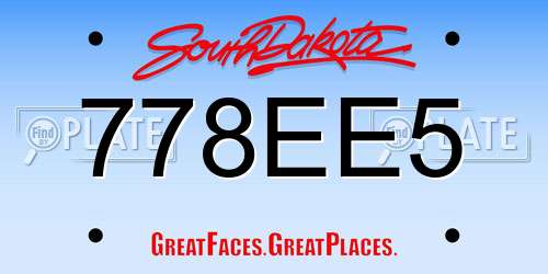 778EE5 South Dakota License Plate