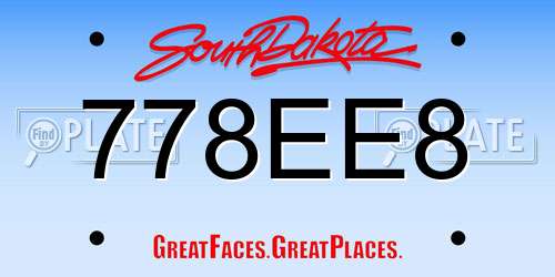 778EE8 South Dakota License Plate