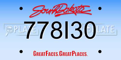 778I30 South Dakota License Plate