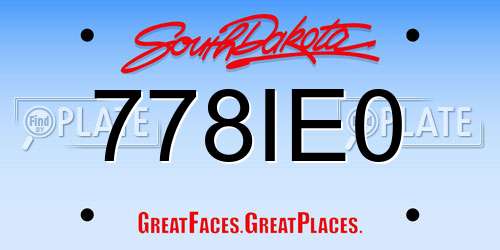 778IE0 South Dakota License Plate
