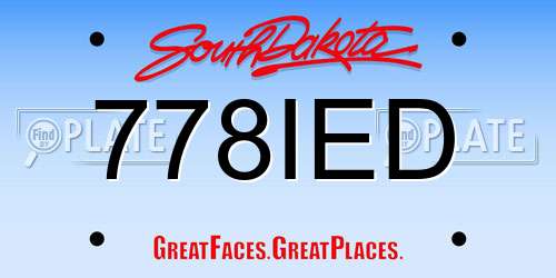 778IED South Dakota License Plate