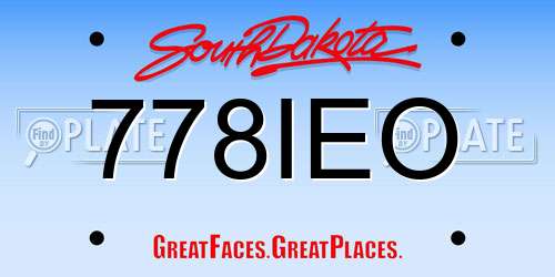 778IEO South Dakota License Plate
