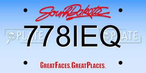778IEQ South Dakota License Plate