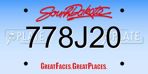 778J20 South Dakota License Plate