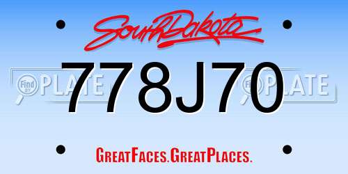 778J70 South Dakota License Plate
