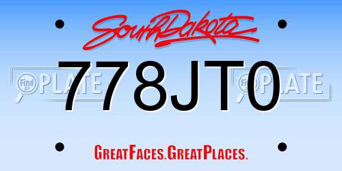 778JT0 South Dakota License Plate