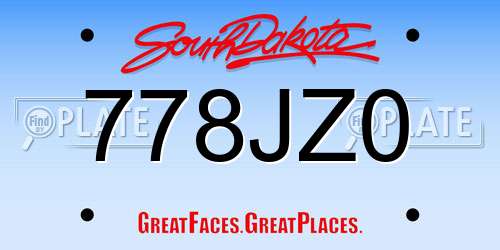 778JZ0 South Dakota License Plate