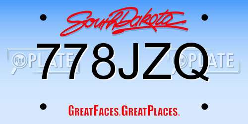 778JZQ South Dakota License Plate