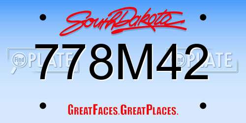 778M42 South Dakota License Plate