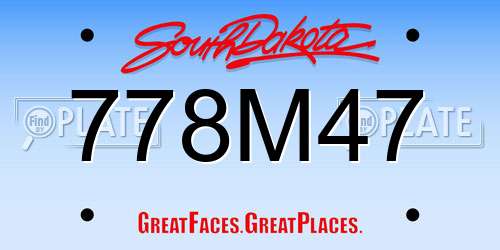 778M47 South Dakota License Plate