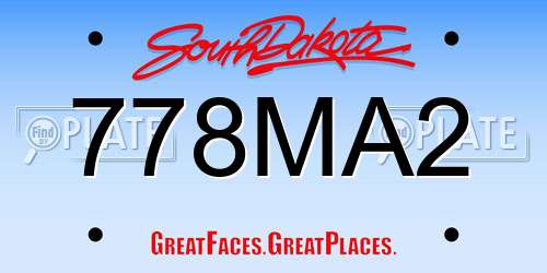 778MA2 South Dakota License Plate