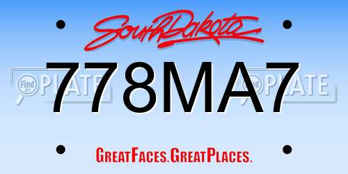 778MA7 South Dakota License Plate