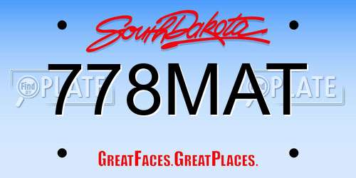 778MAT South Dakota License Plate