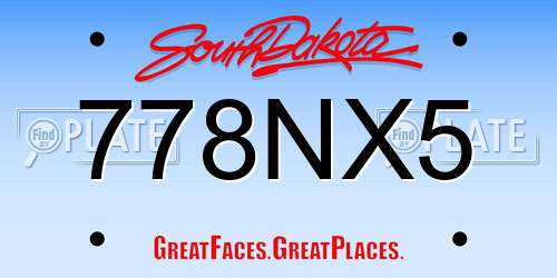 778NX5 South Dakota License Plate