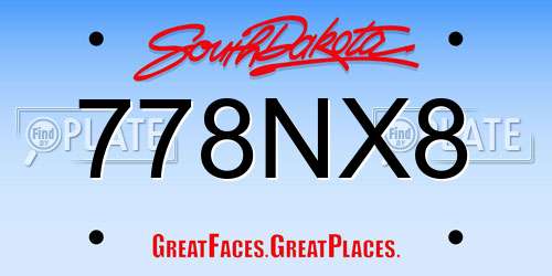 778NX8 South Dakota License Plate