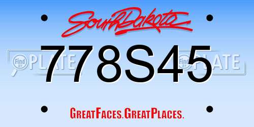 778S45 South Dakota License Plate