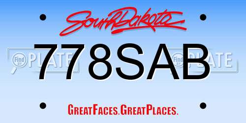 778SAB South Dakota License Plate