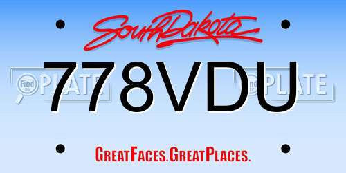 778VDU South Dakota License Plate