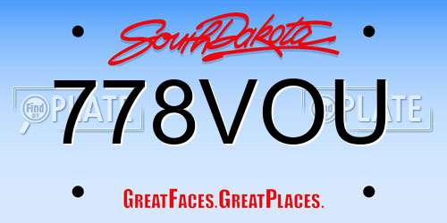 778VOU South Dakota License Plate