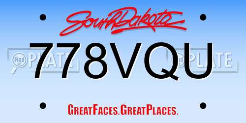 778VQU South Dakota License Plate
