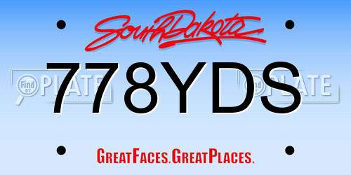 778YDS South Dakota License Plate