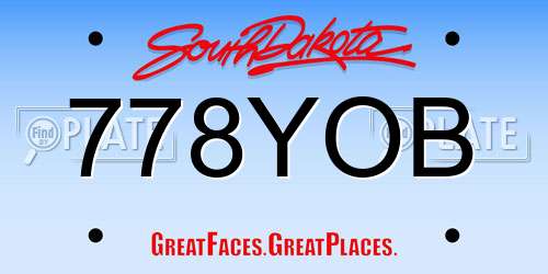 778YOB South Dakota License Plate