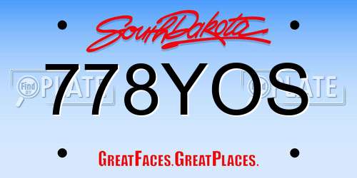 778YOS South Dakota License Plate