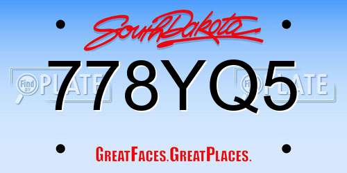 778YQ5 South Dakota License Plate