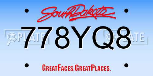 778YQ8 South Dakota License Plate