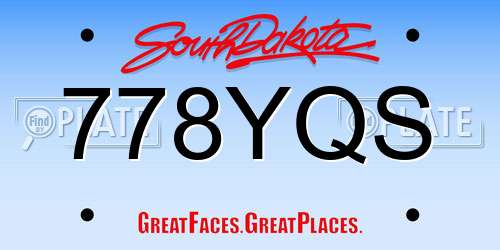778YQS South Dakota License Plate