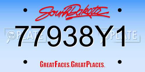 77938Y1 South Dakota License Plate