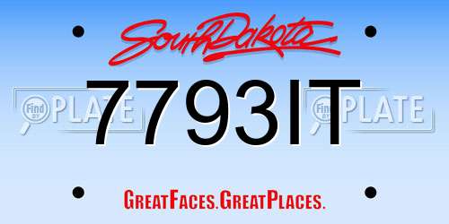 7793IT South Dakota License Plate