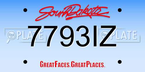 7793IZ South Dakota License Plate