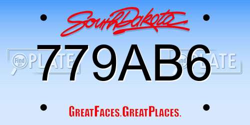 779AB6 South Dakota License Plate