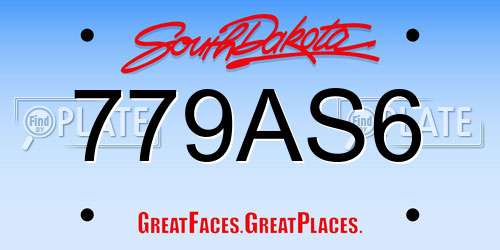 779AS6 South Dakota License Plate