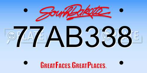 77AB338 South Dakota License Plate