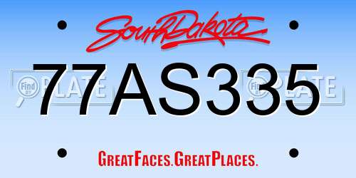 77AS335 South Dakota License Plate