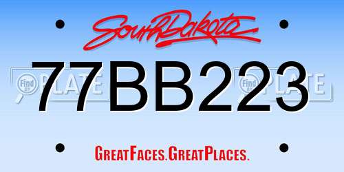 77BB223 South Dakota License Plate