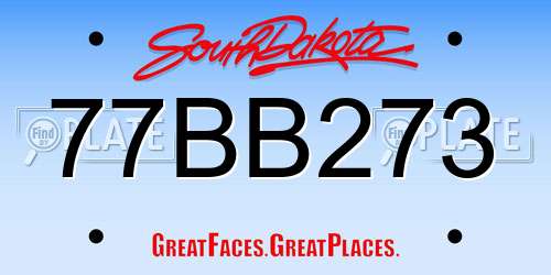 77BB273 South Dakota License Plate