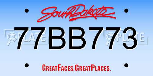 77BB773 South Dakota License Plate