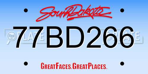 77BD266 South Dakota License Plate
