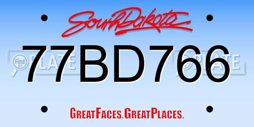 77BD766 South Dakota License Plate