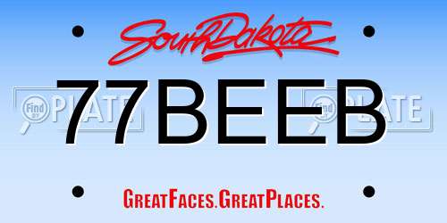 77BEEB South Dakota License Plate