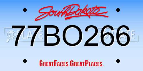 77BO266 South Dakota License Plate