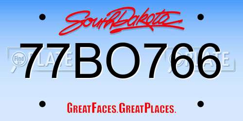 77BO766 South Dakota License Plate