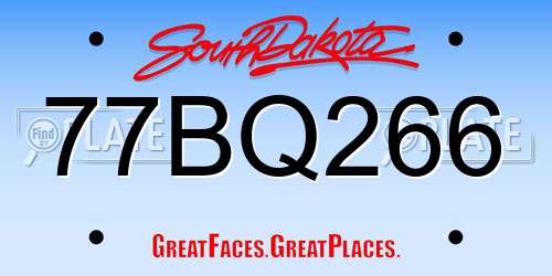77BQ266 South Dakota License Plate