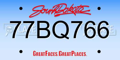 77BQ766 South Dakota License Plate
