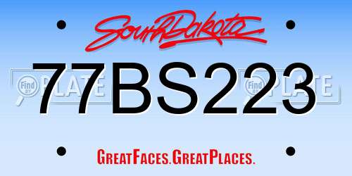 77BS223 South Dakota License Plate