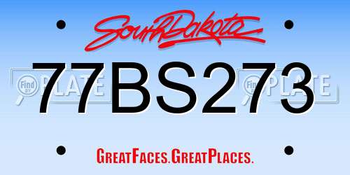 77BS273 South Dakota License Plate