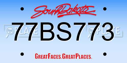 77BS773 South Dakota License Plate